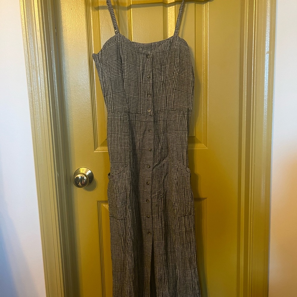 Mango Gingham Spaghetti Strap Dress